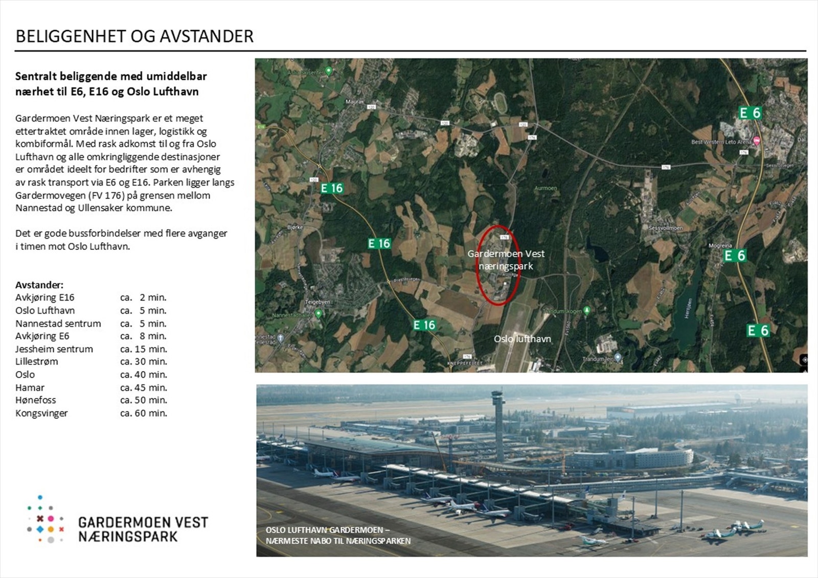 Kort vei til Oslo lufthavn, E6 og E16. Galleribilde