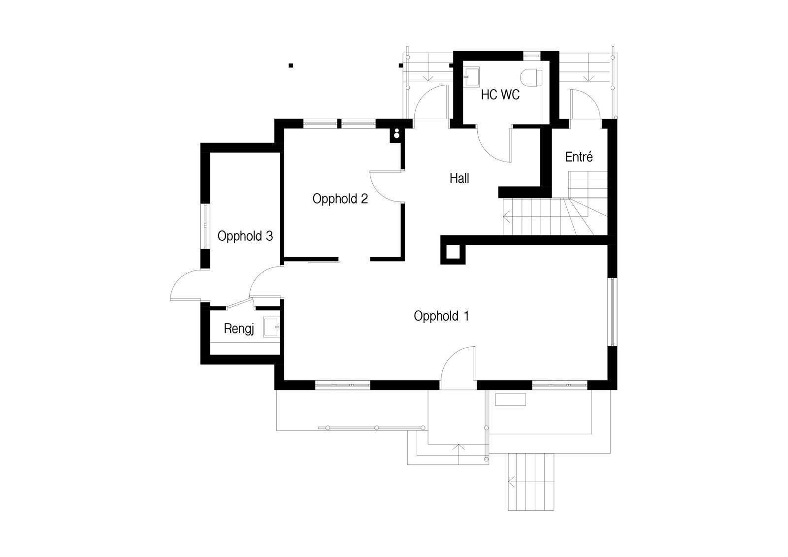 Plantegning - Steinslandshuset 1. etasje Galleribilde
