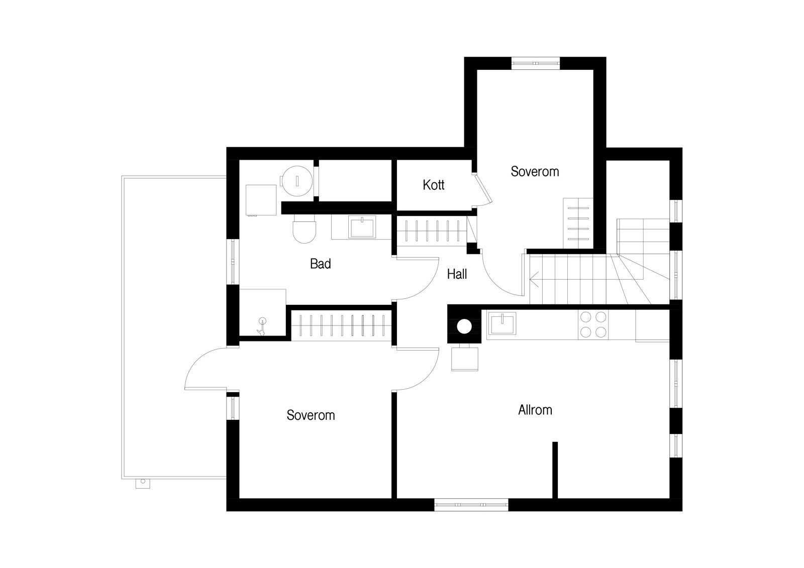 Plantegning - Steinslandshuset 2. etasje Galleribilde