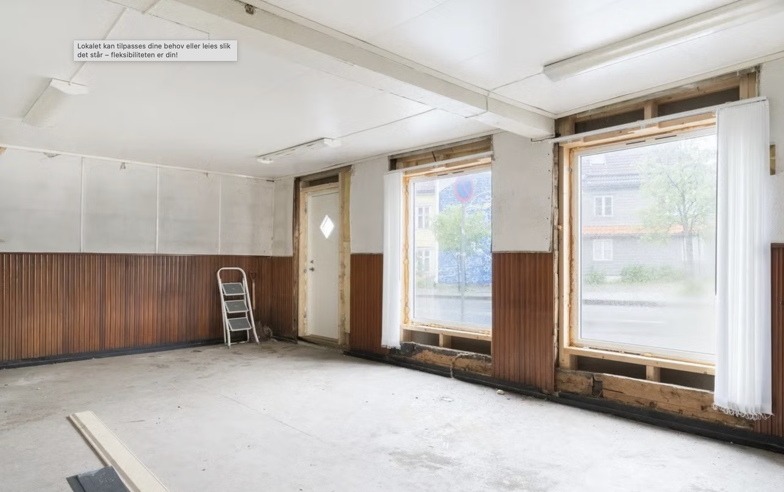 I dag er lokalet bygget med små boder, men tilpassninger kan gjøres. Galleribilde