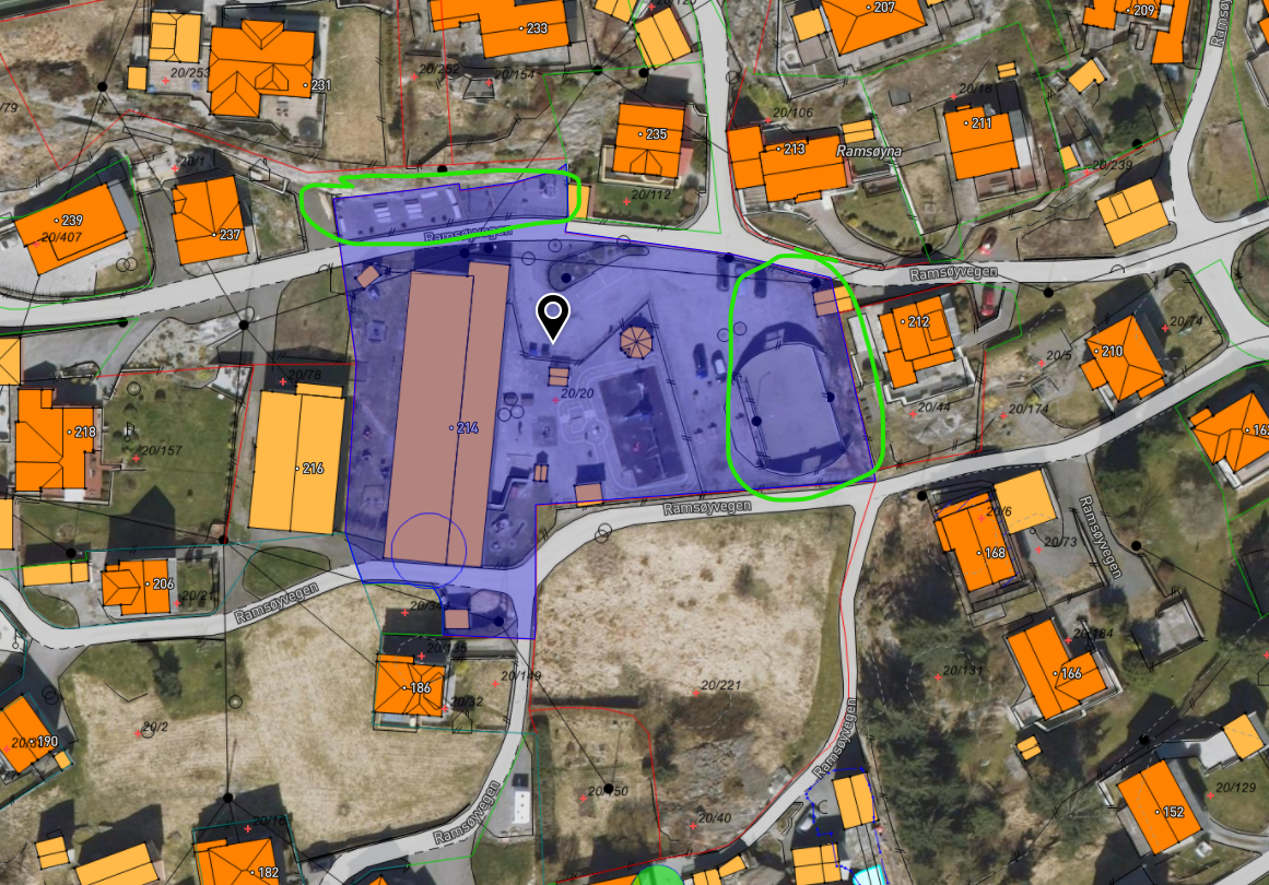 De grønne sirklene markerer ca. hva som trekkes ut av eiendom ved kjøp.
