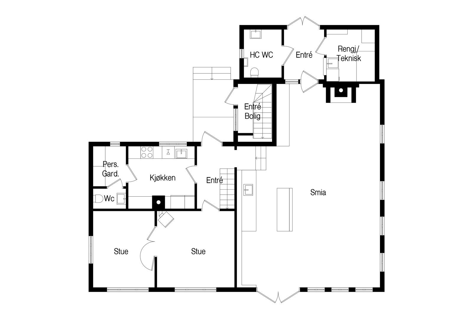 Plantegning - Aarresmia 1. etasje Galleribilde