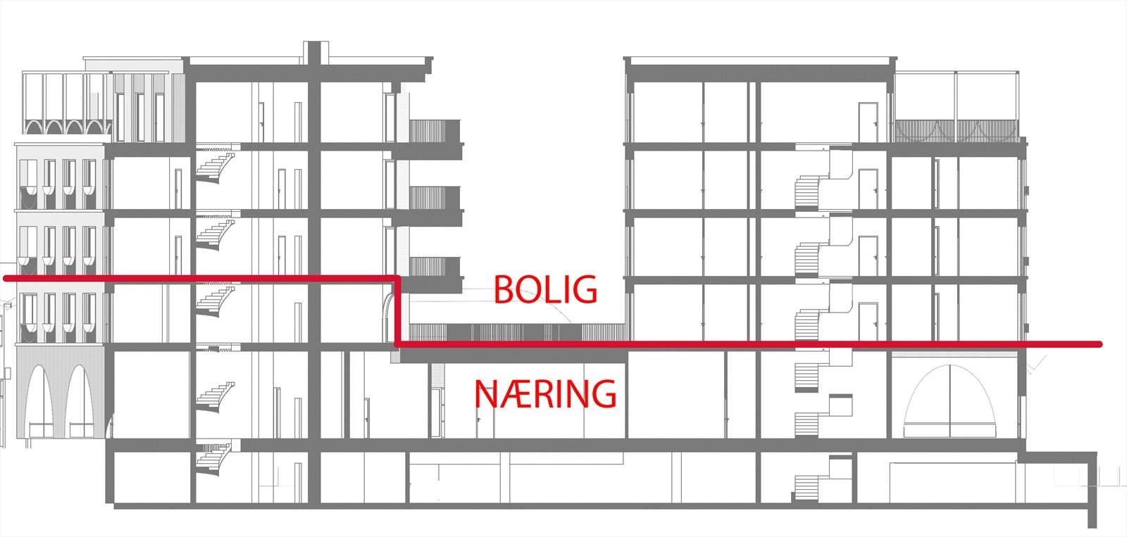Gresesnitt næring og bolig. Galleribilde