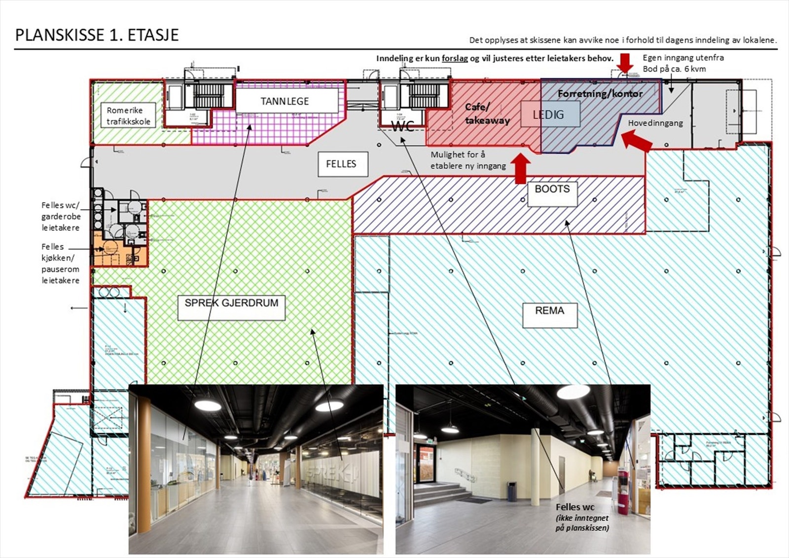 Planskisse 1. etasje. Galleribilde