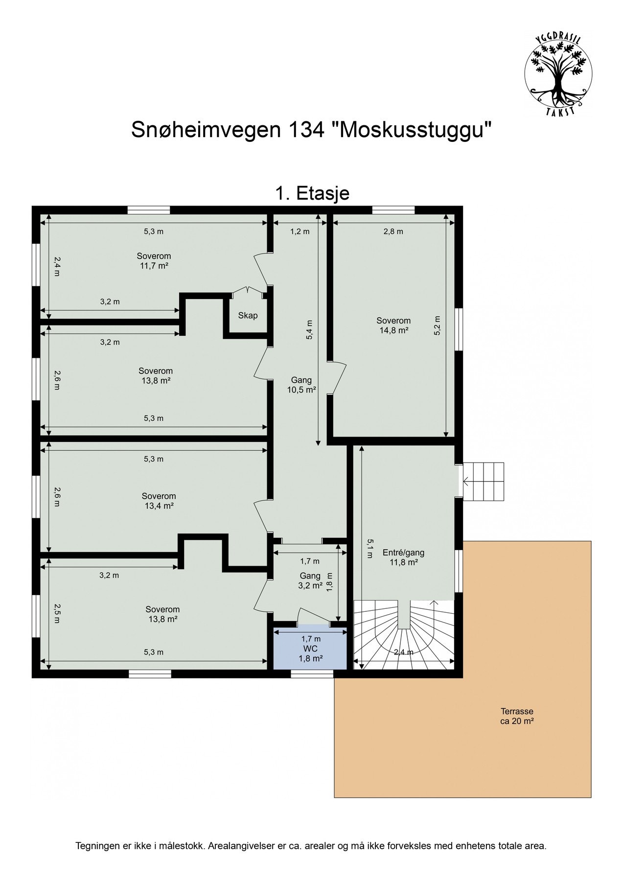 Planskisse Snøheimvegen134 "Moskusstuggu" Galleribilde