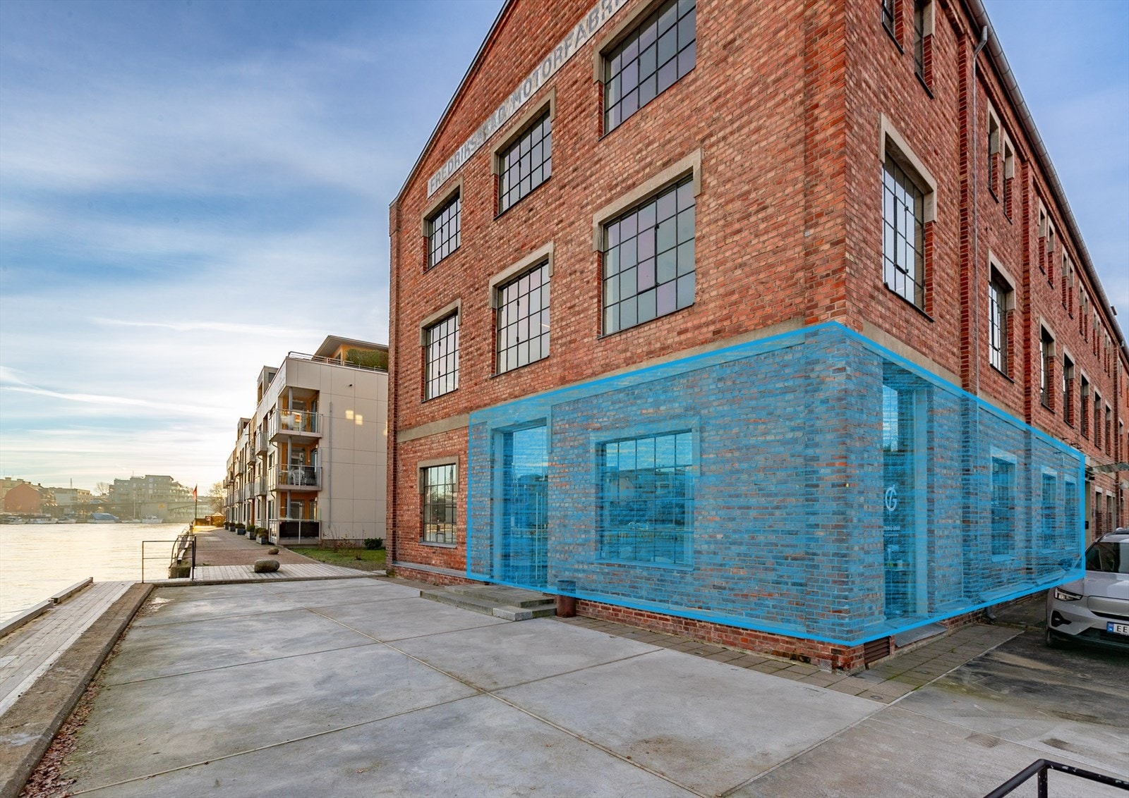 Arealet ligger med front mot elven Galleribilde