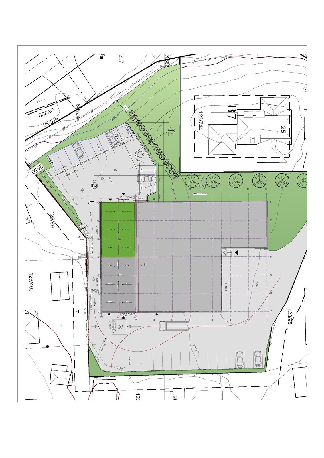 Plantegning og p- oversikt Galleribilde