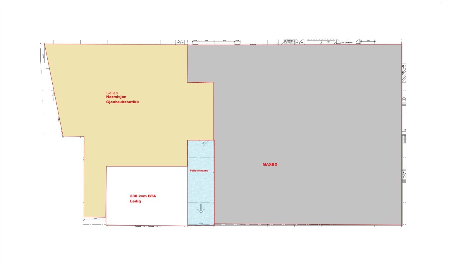 230 kvm ledig/kan deles Galleribilde