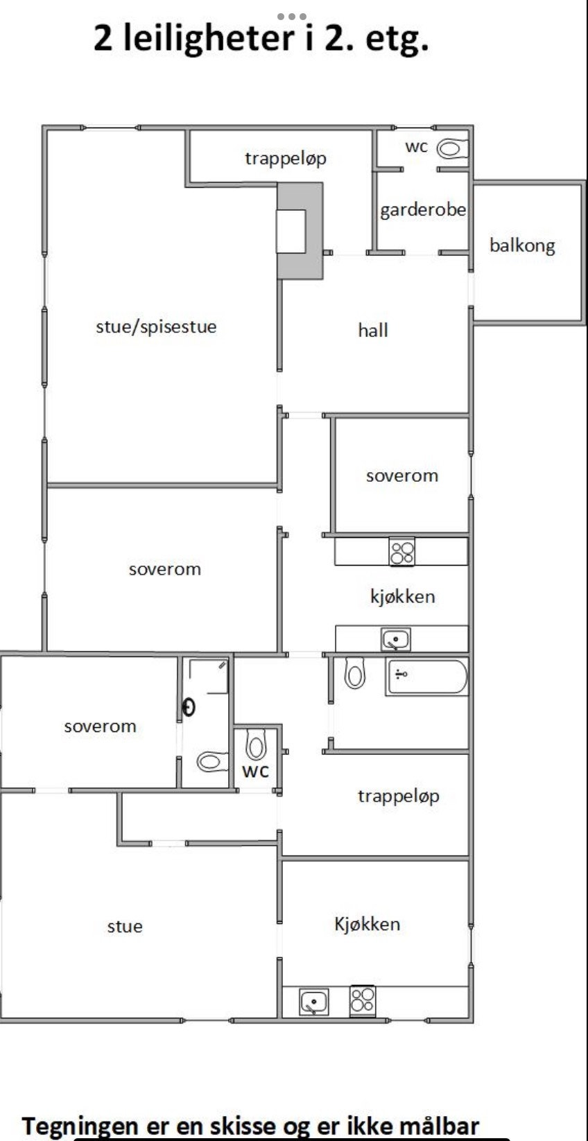 2 leiligheter i 2. etasje hovebygning Galleribilde