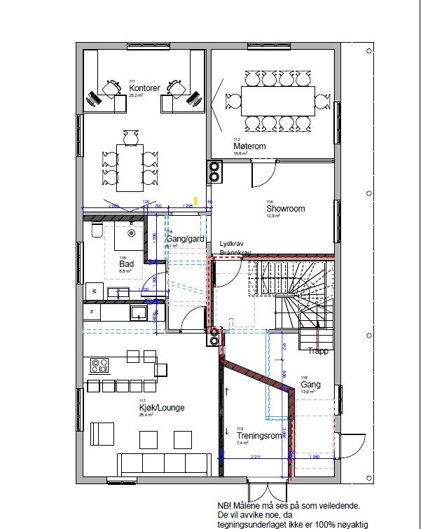 Plantegning 1. etasje Galleribilde