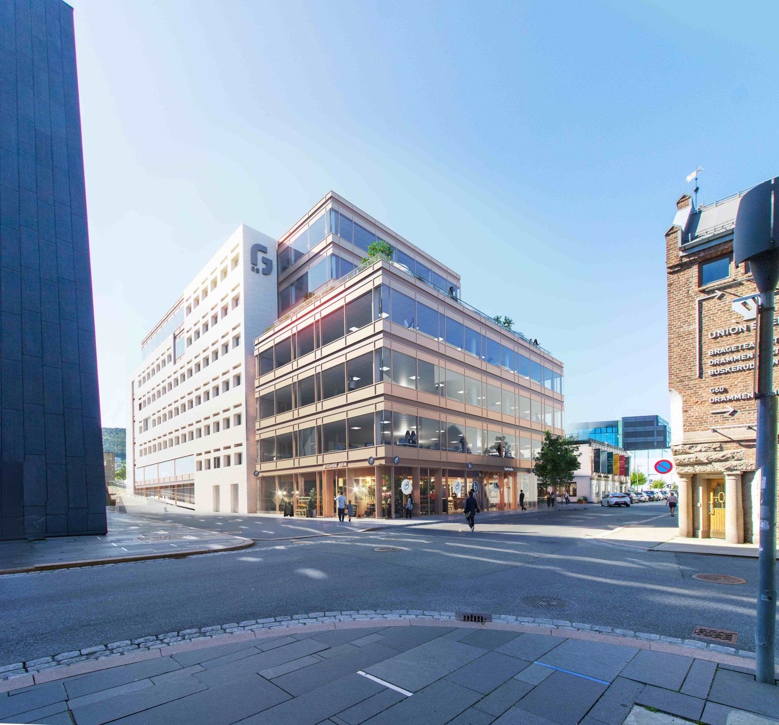 Fasade sett fra hjørnet av Comfort Hotel og Union Scene. Illustrasjon: A-lab Galleribilde