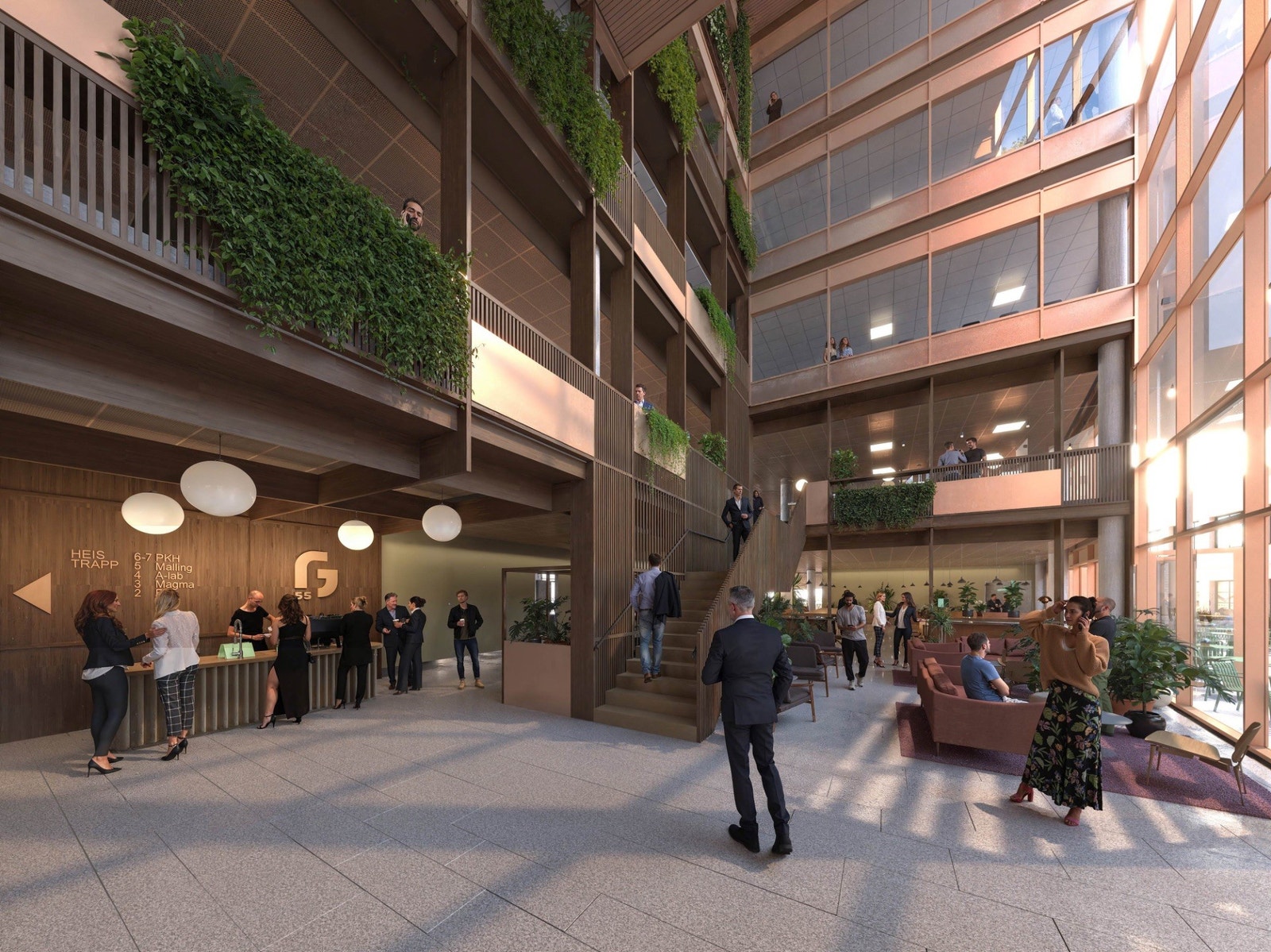 Atrium som hjertet i bygget. Illustrasjon: A-lab Galleribilde