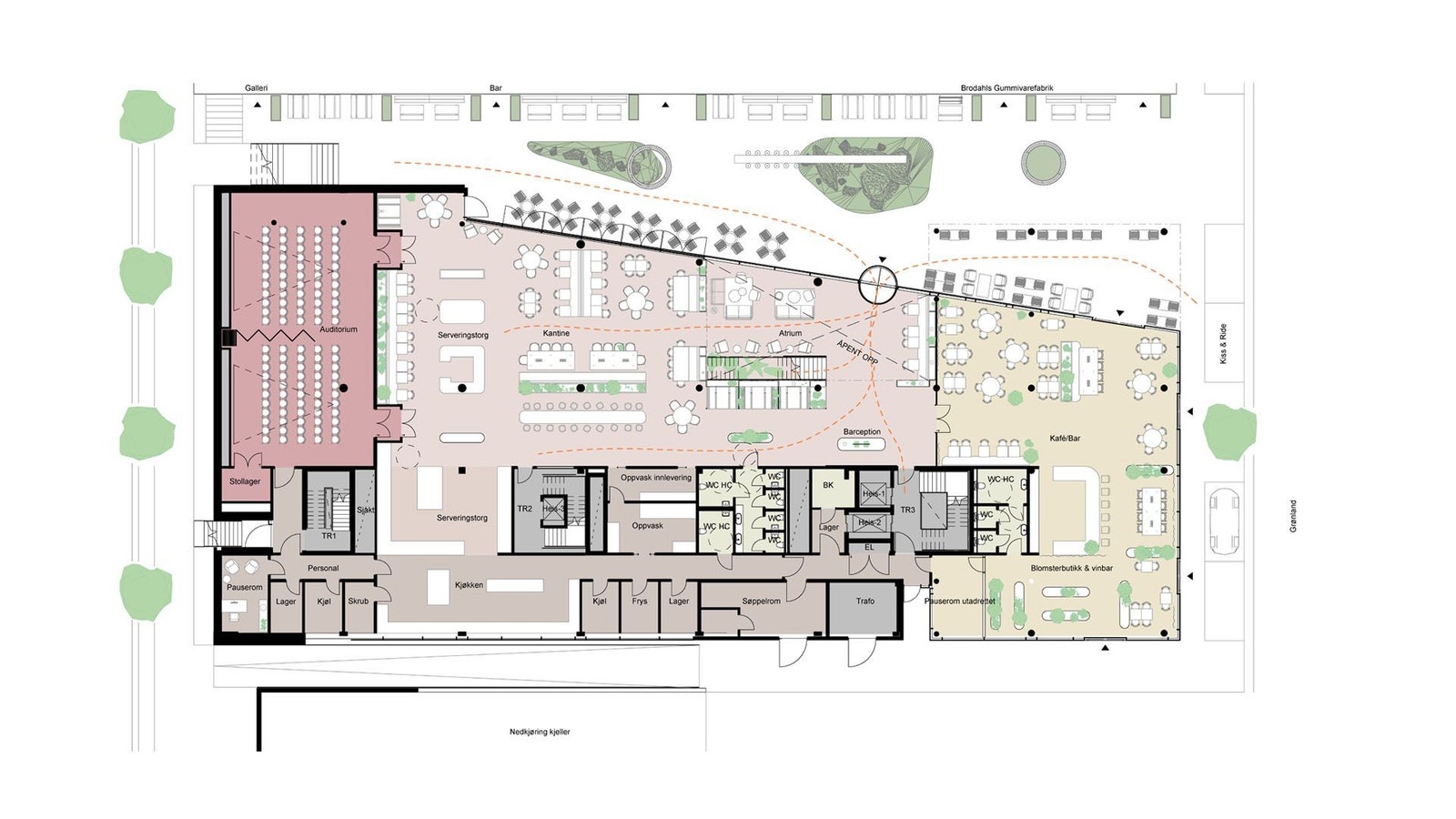 Plantegning Plan 1. Generisk utkast: interiørarkitekter stilles til rådighet for uttegning i samarbeid med leietaker. Galleribilde