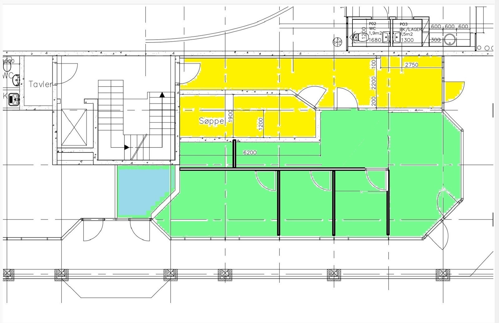 Plantegning - areal markert i grønt Galleribilde