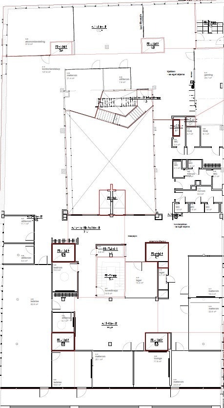 Plantegning 6. etg BTA 1334 m².