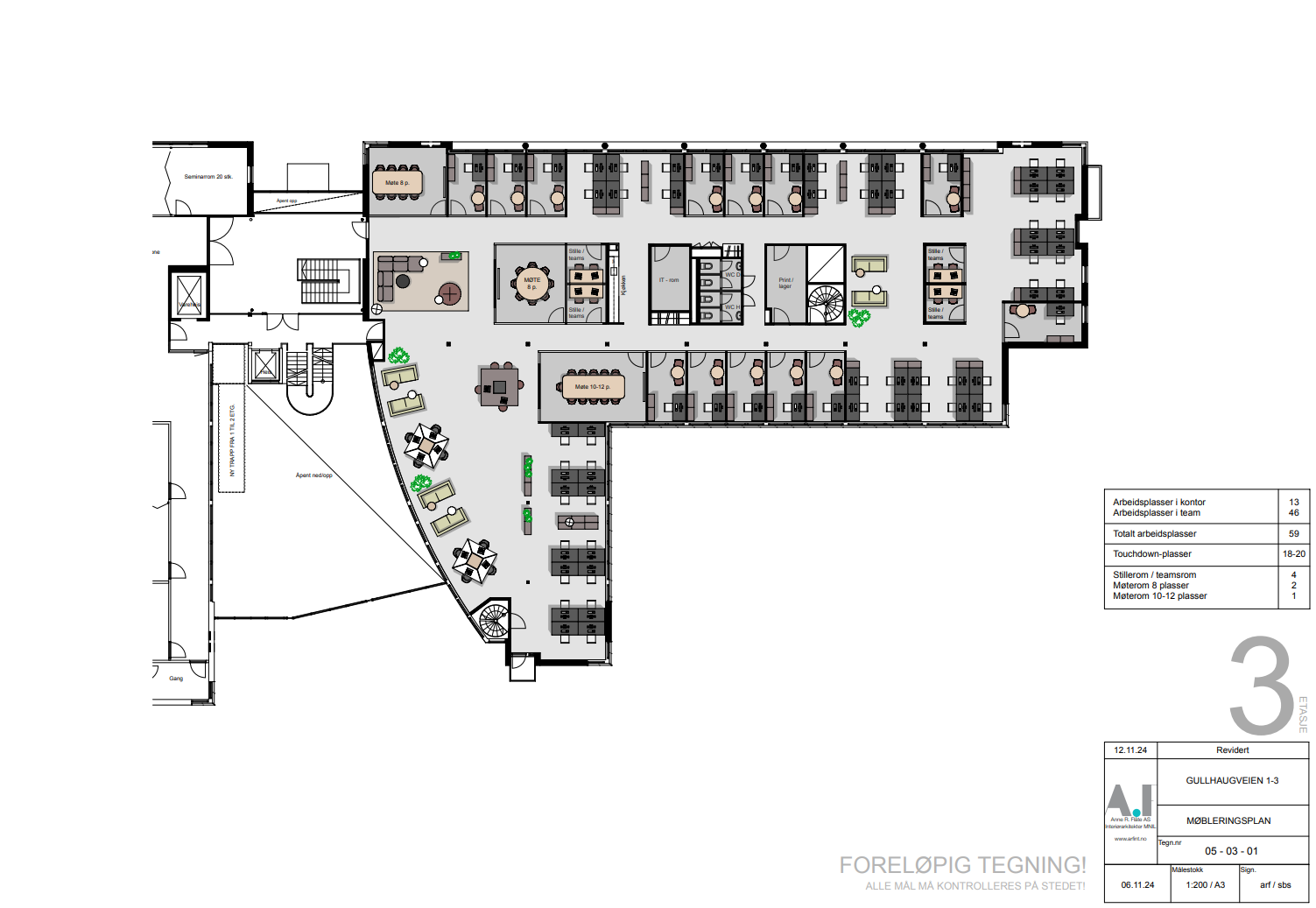 3. Etasje. ca. 1085 kvm BTA. Galleribilde