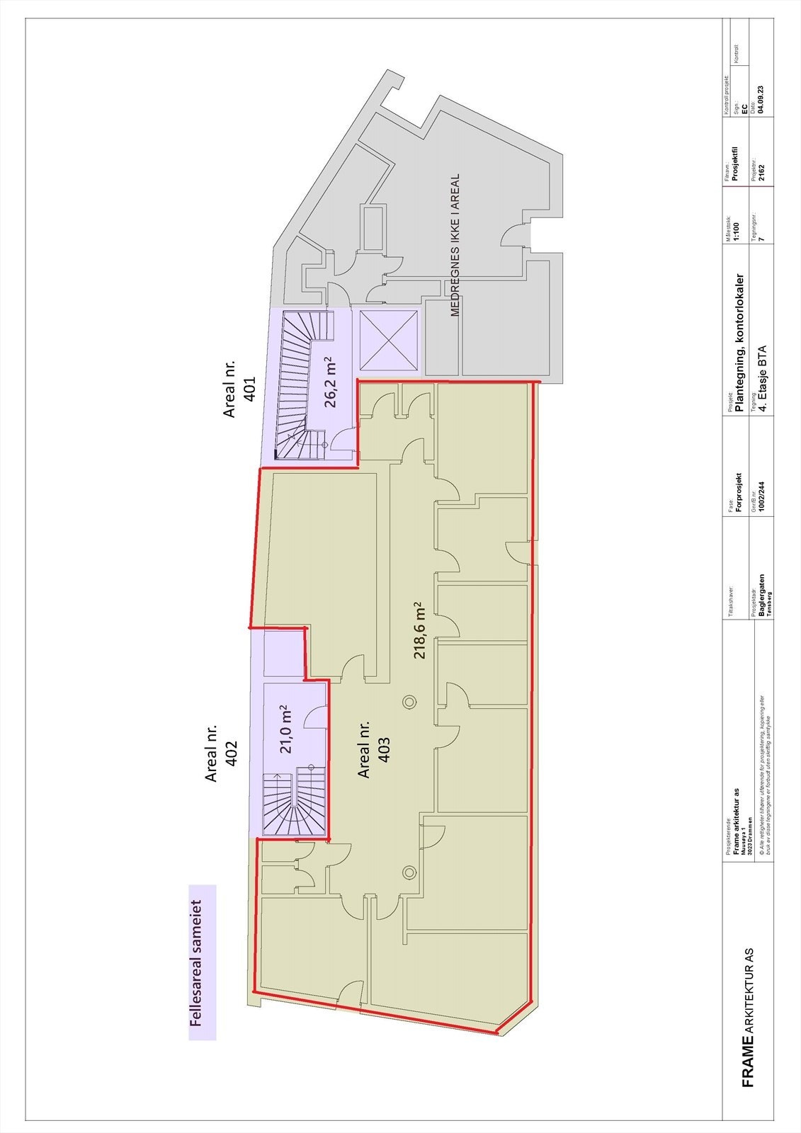 Tegning, ledig kontor markert Galleribilde