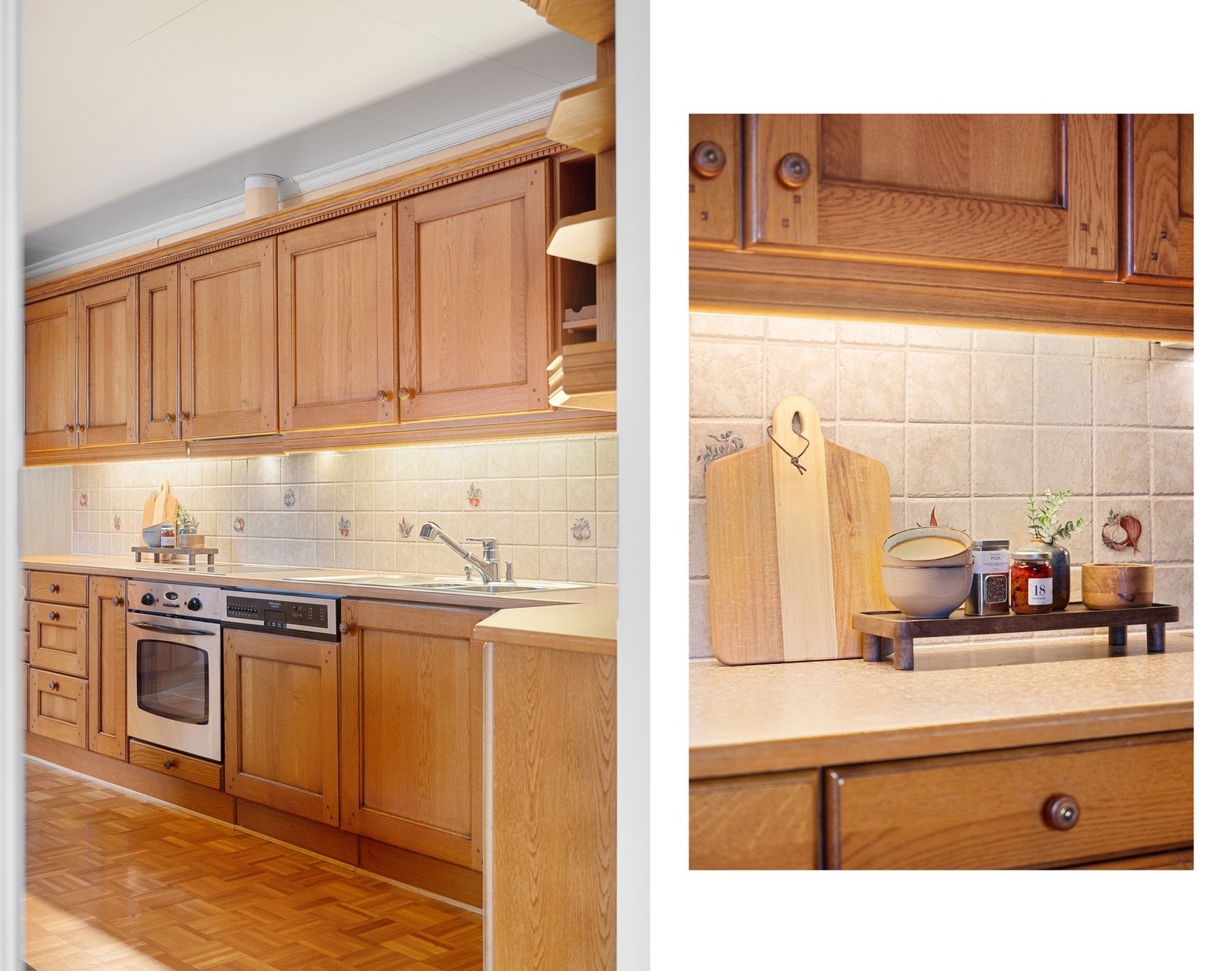 Det er integrerte hvitevarer med stekeovn, oppvaskmaskin og nedfelt platetopp Galleribilde