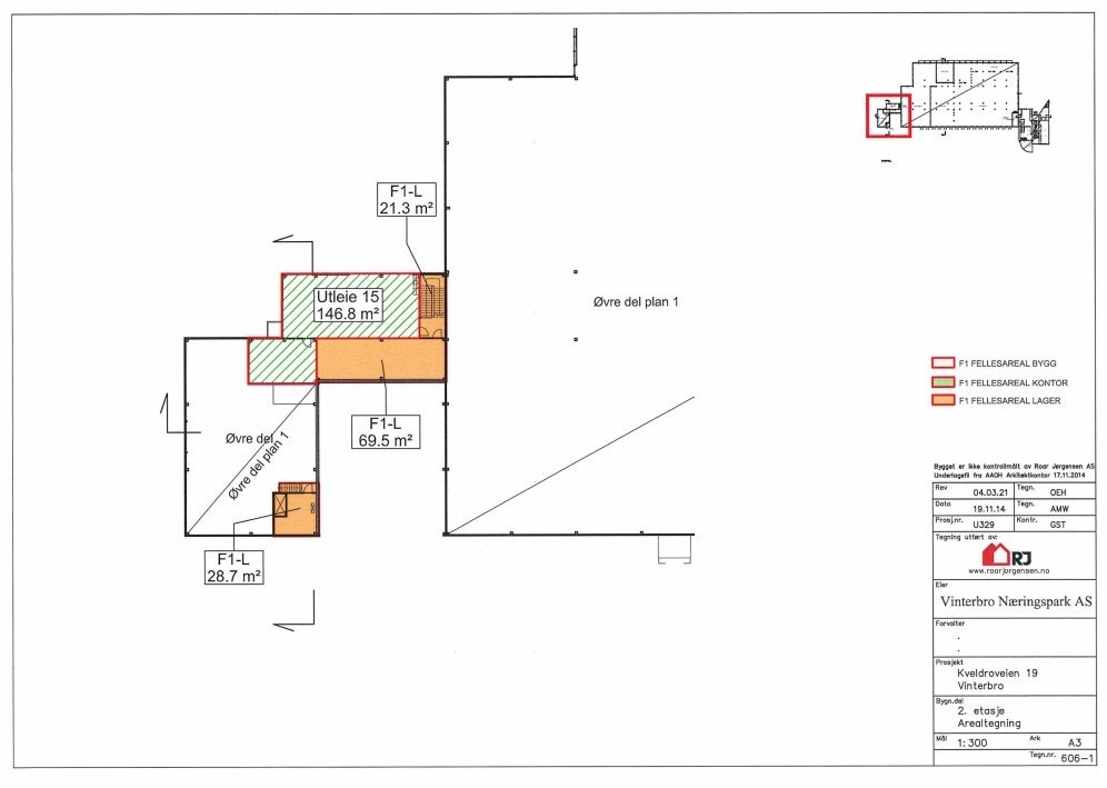 Utleieareal 15 plantegning, de påfølgende foto er fra dette areal Galleribilde