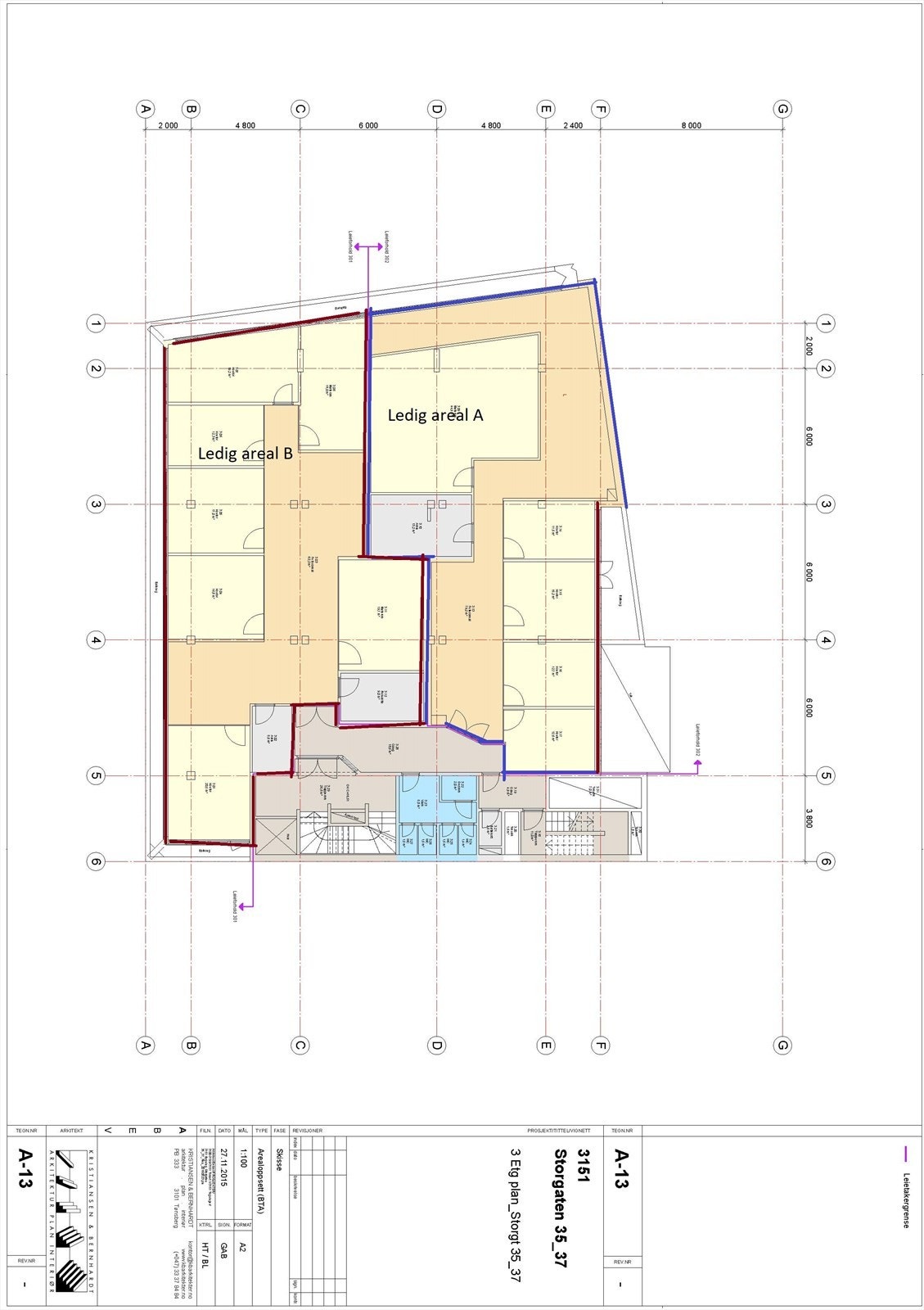 Tegning 3. etg. Galleribilde