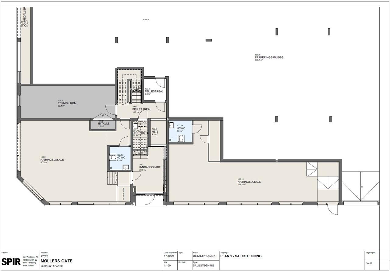 Det er 2 seksjoner som selges på gateplan samt et lommegalleri Galleribilde