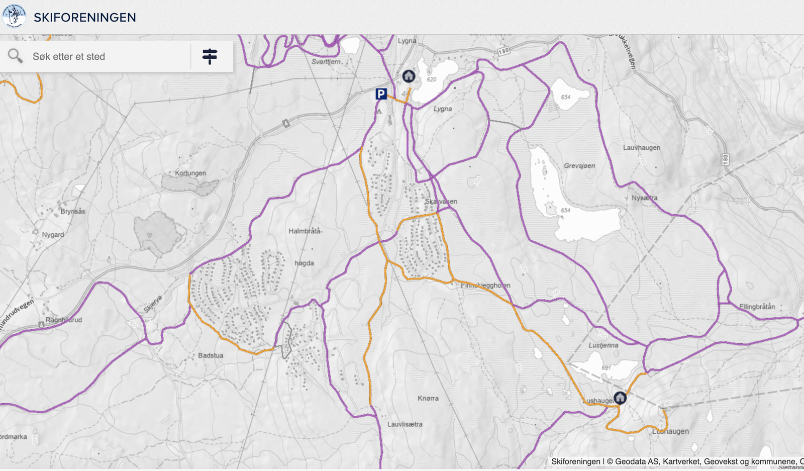 Løypenettet umiddelbart rundt hytta Galleribilde