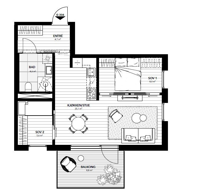 Plantegning G304-G504.jpg Galleribilde