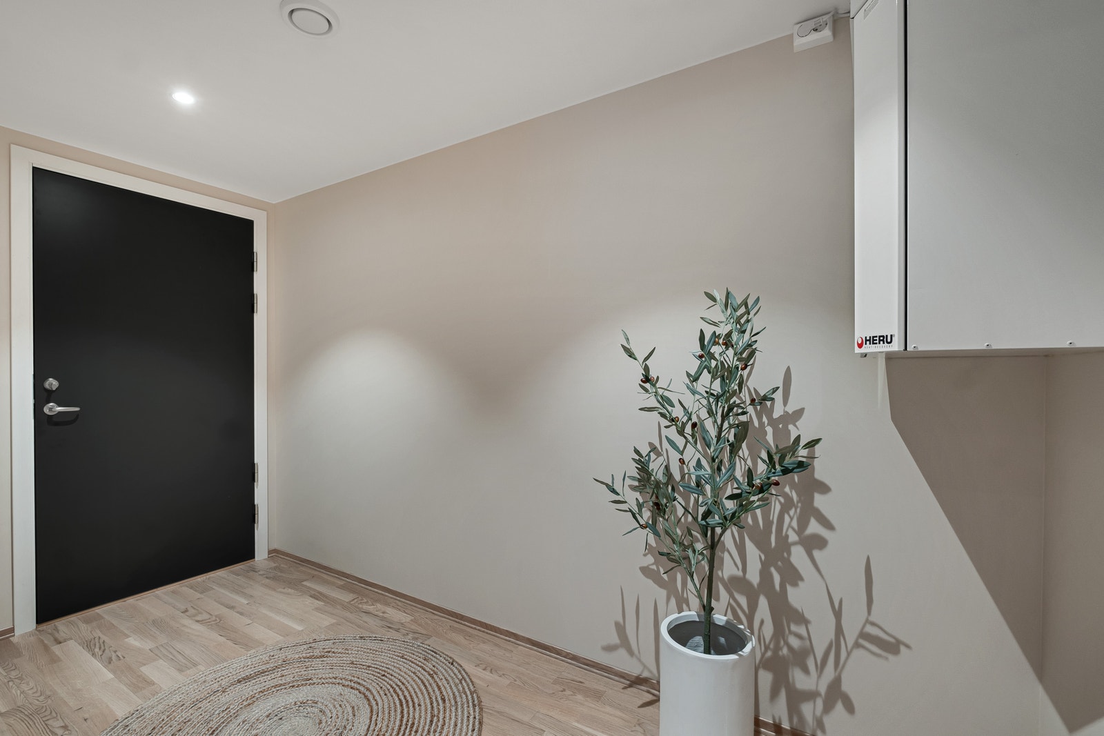 Velkommen inn i en lys og romslig entré som setter tonen for leiligheten Galleribilde