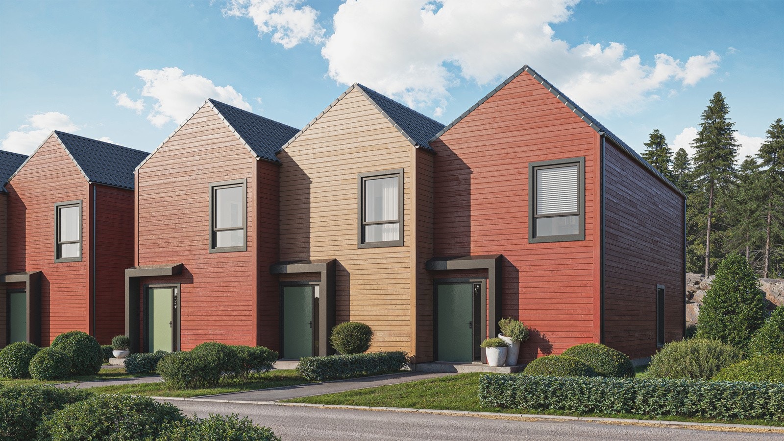 15 prosjekterte rekkehus på Fjellsrudåsen, rett ved marka! Nytt og barnevennlig boligfelt. Galleribilde