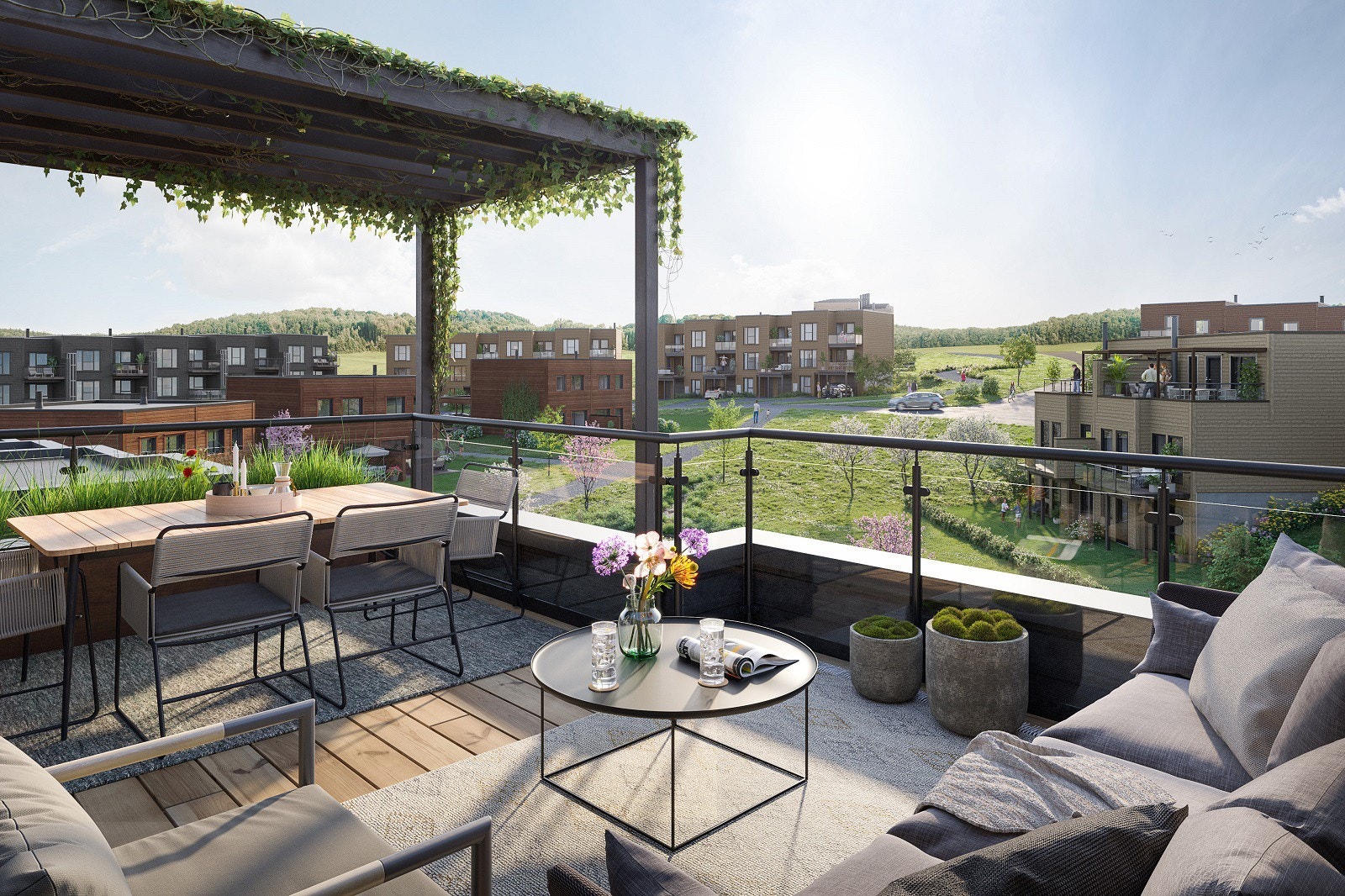 Herlige store takterrasser med meget gode solforhold - Hus 42-47 og 70-75 Galleribilde