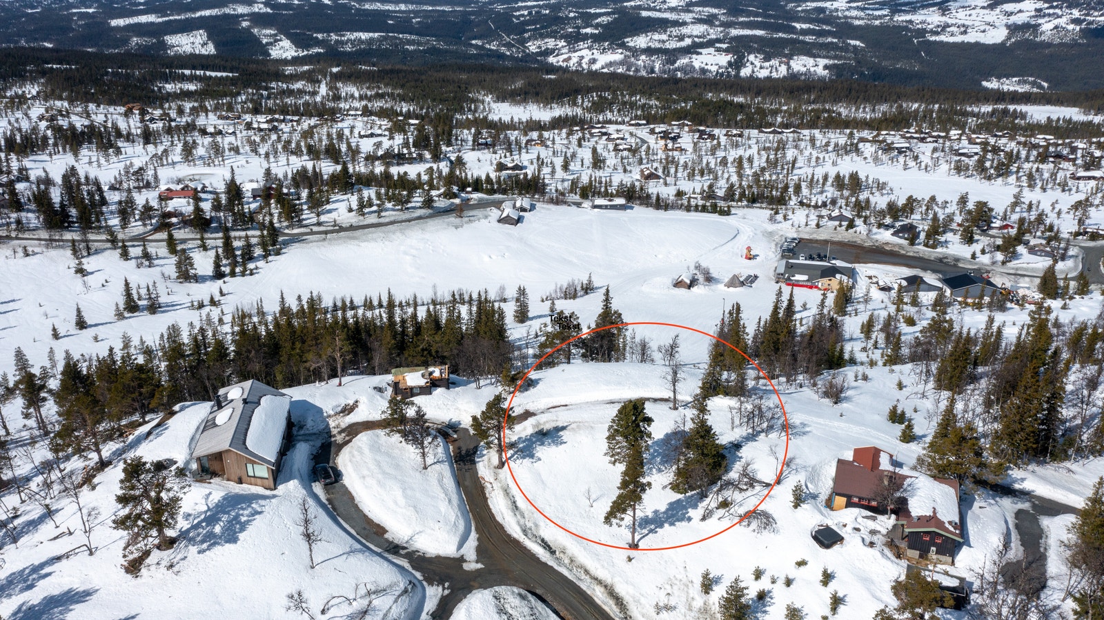 Dronebilde av tomten. Galleribilde