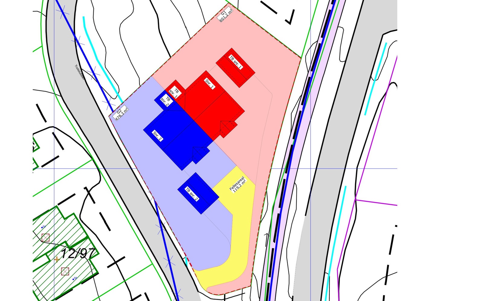 Seksjonering med eiendomsgrenser Galleribilde