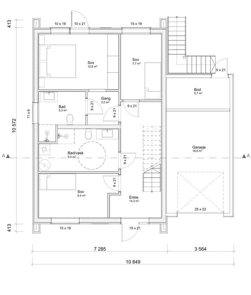 Plantegning 1. etg Galleribilde
