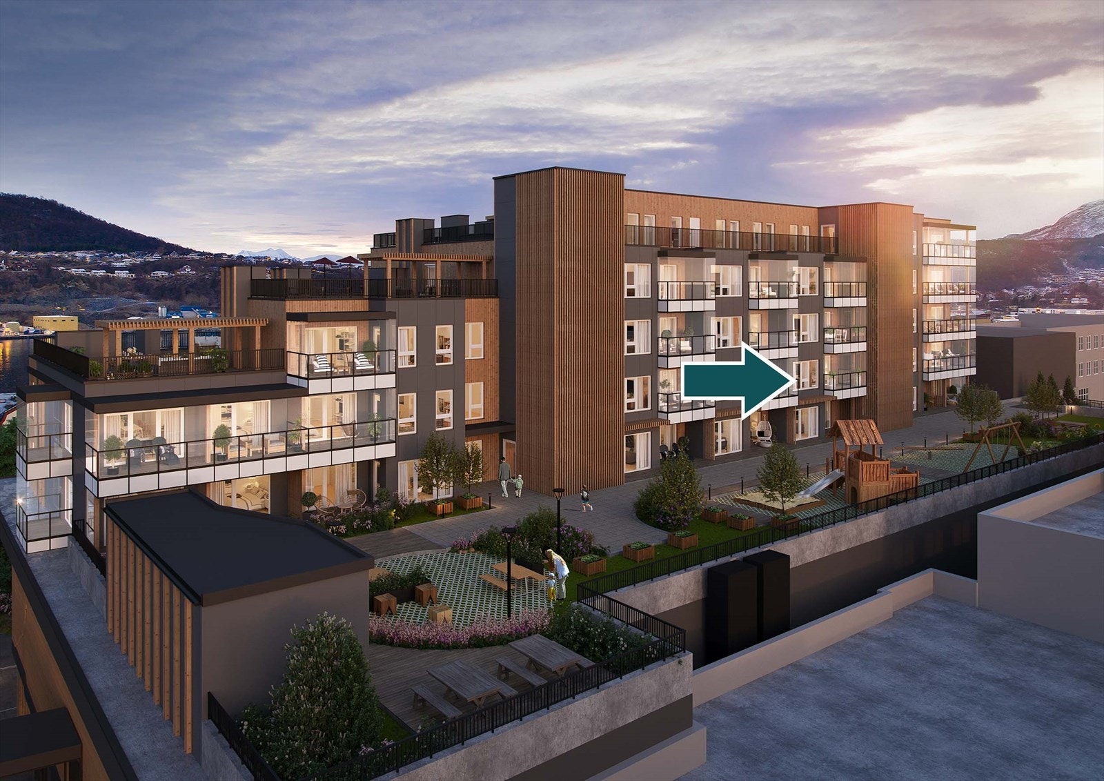 Med sitt areal på 54m2 innvendig og 67m2 BRA totalt, får du blant annet en romslig balkong med kveldssol på 8m2. Galleribilde