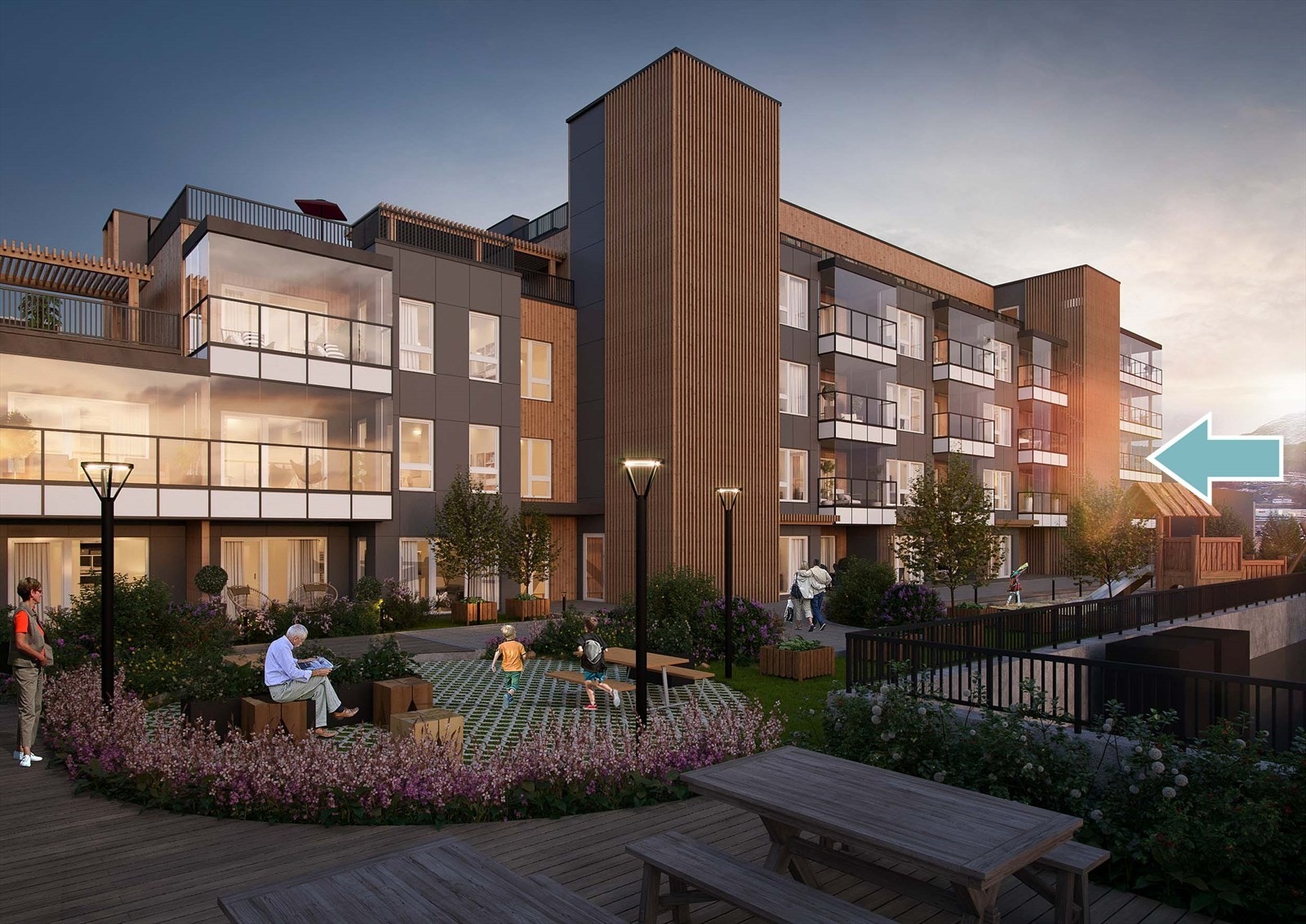 L31 type Knut II er en romslig tre- roms i 7. etasje med fin balkong (uten innglassing ) mot kveldssolen i vest. Galleribilde