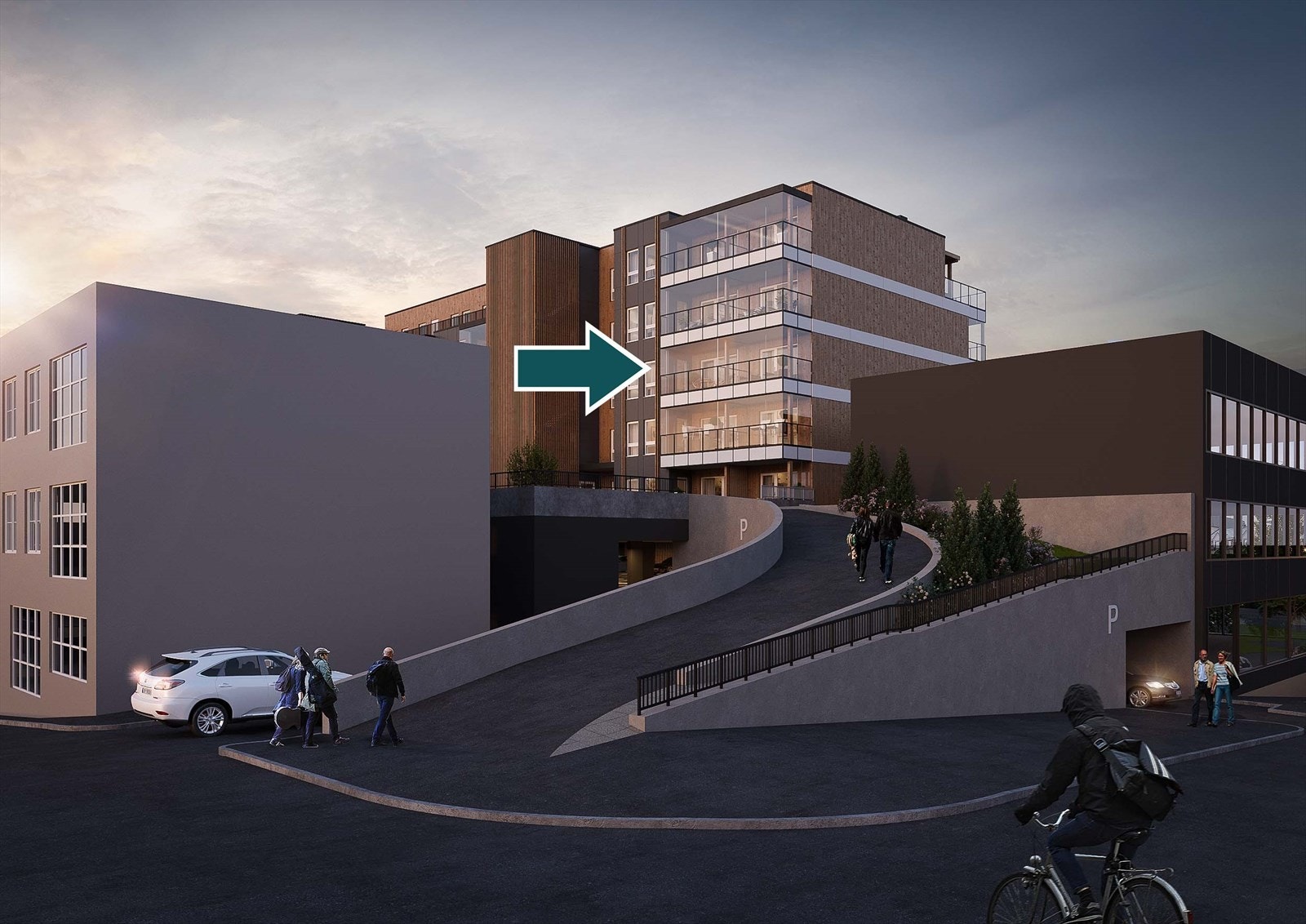 Leilighet type Bente i 7.etasje gjennomgående med fasade nordvest Galleribilde