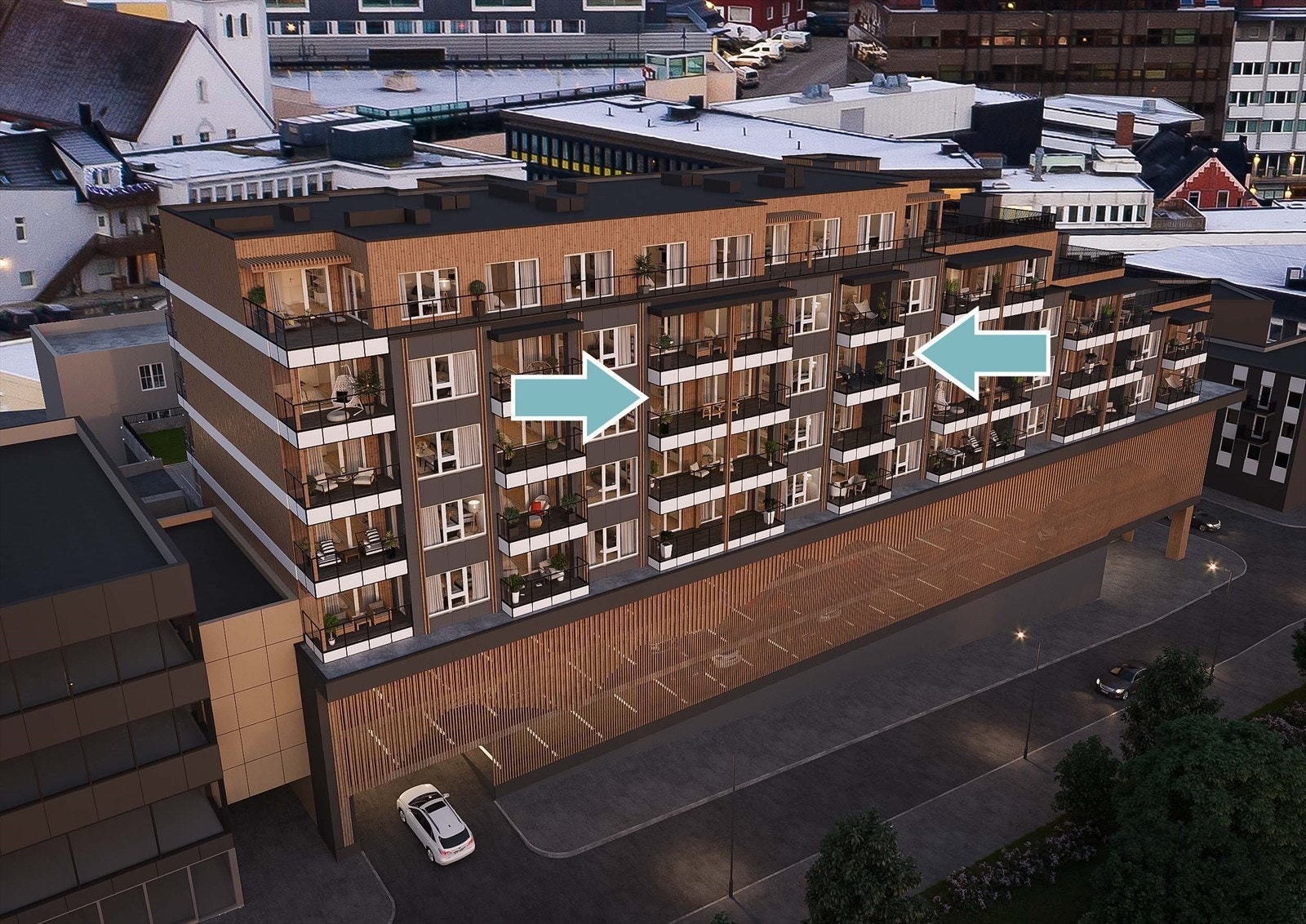 Leilighet type Torunn i 7. etg har beste beliggenhet mot Generalhagen med utsikt over hele byen. Galleribilde