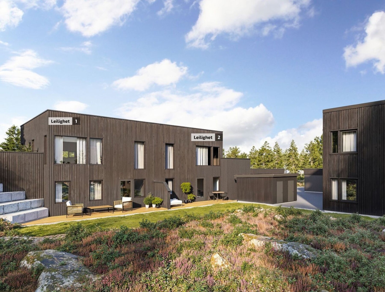 Prosjektet består av to vertikaldelte halvparter Galleribilde