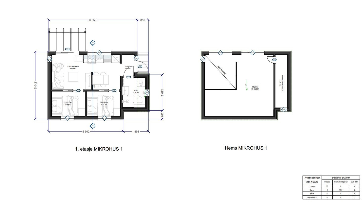 Planskisse for begge mikrohusene Galleribilde