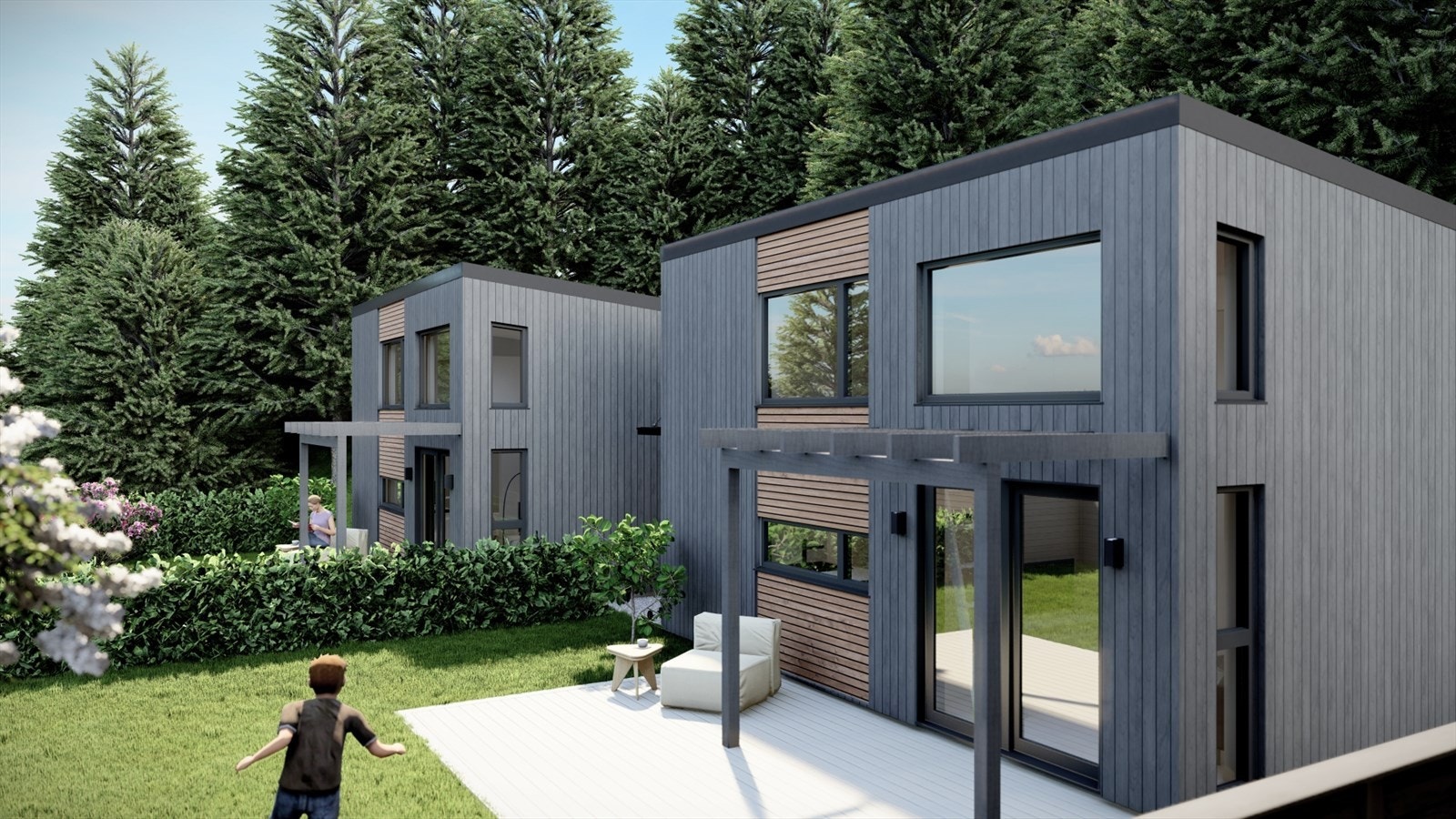 Her vil det bli oppført 2 plassbygde mikrohus med smarte løsninger, egen hage, parkering og mye mer! Gjør oppmerksom på at bildene brukt i annonse er illustrasjoner for prosjektet. Se romskjema i salgsoppgave for farg- og materialvalg Galleribilde