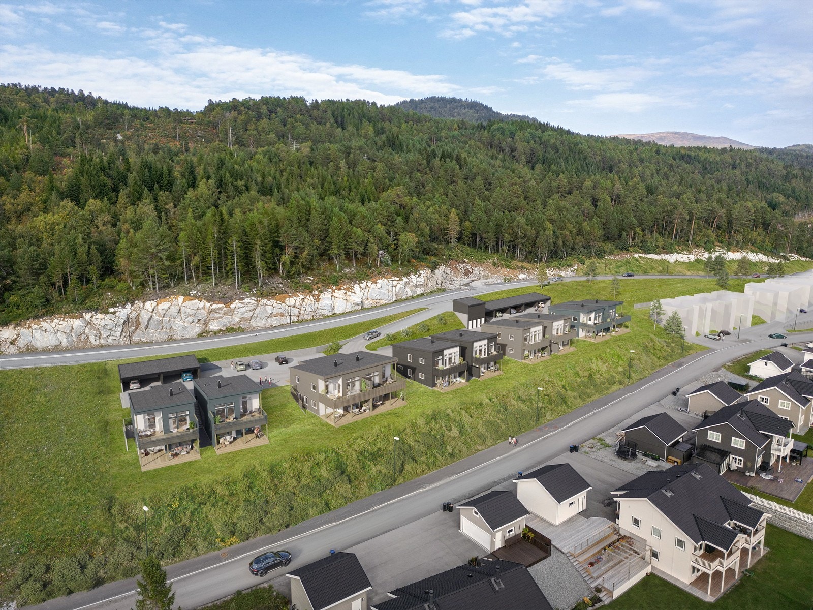 Nye boliger i Halsmyrbakken med flott utsikt. Illustrasjon. Galleribilde