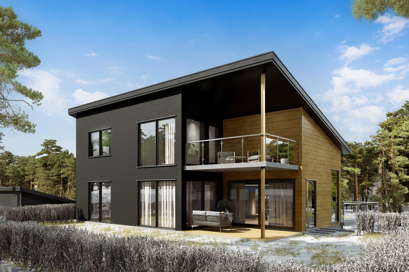 Tomten er klargjort for basseng. Man har god tilgang til parkering med carport og dobbel garasje. Galleribilde