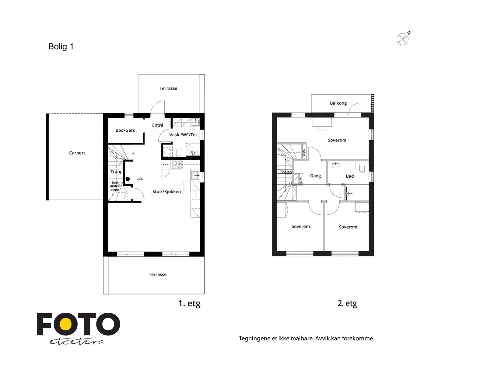 Plantegning Damveien 4. Galleribilde