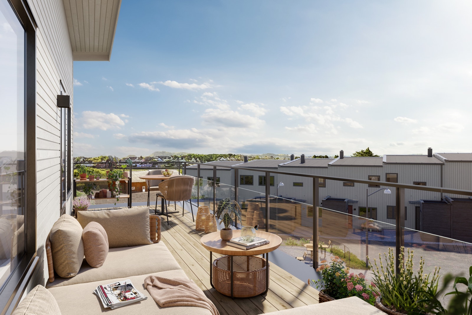 Solrik terrasse med utsikt Galleribilde