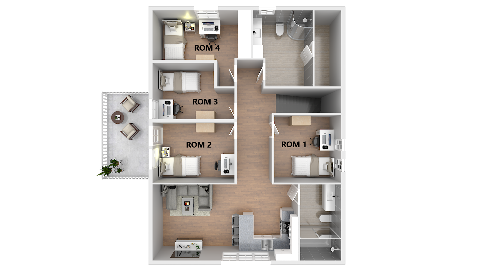 Plantegning (NB! Nederste badet er pdd. en bod.) Galleribilde