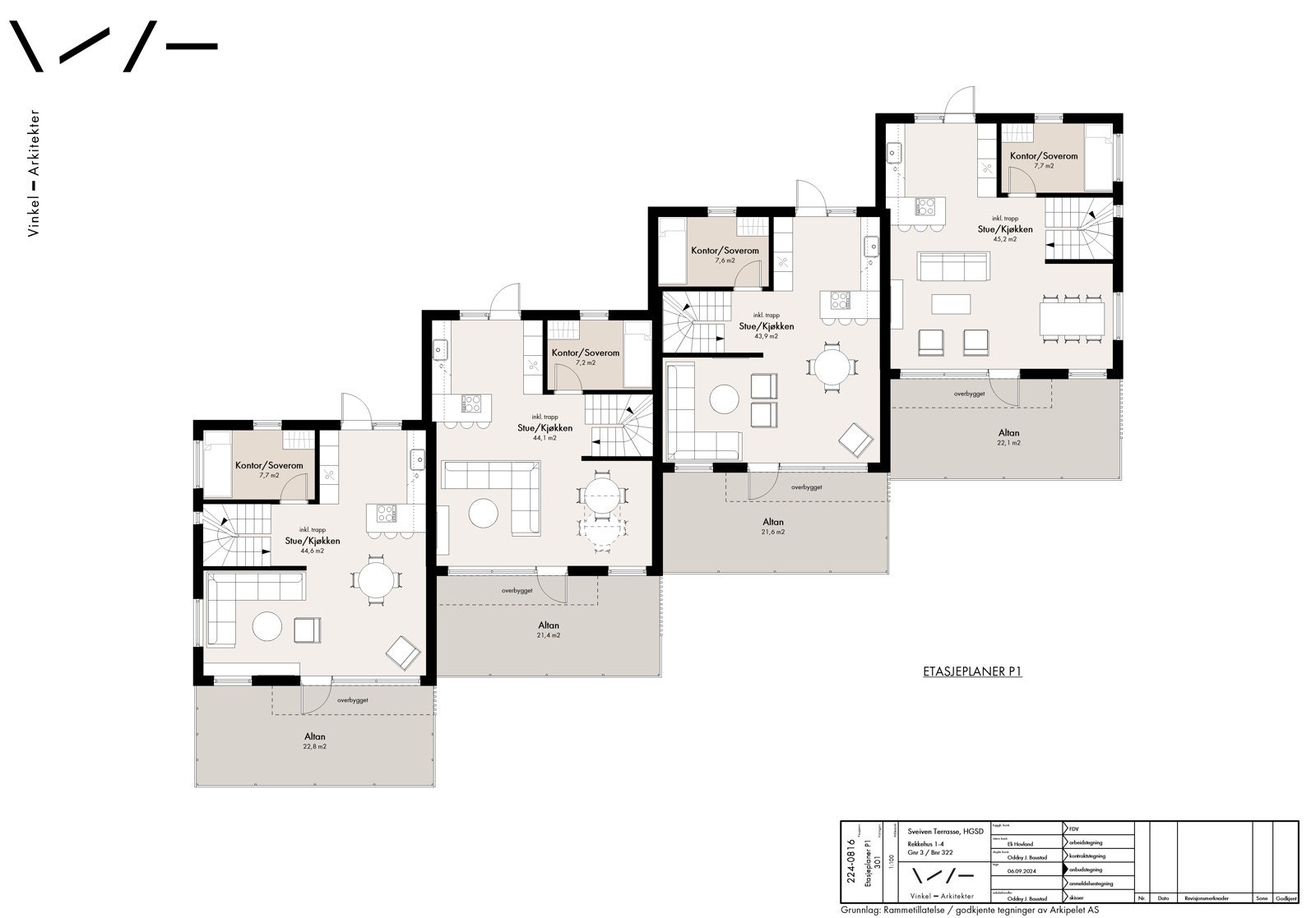 Rekkehus 1-4: Plan 1 Galleribilde