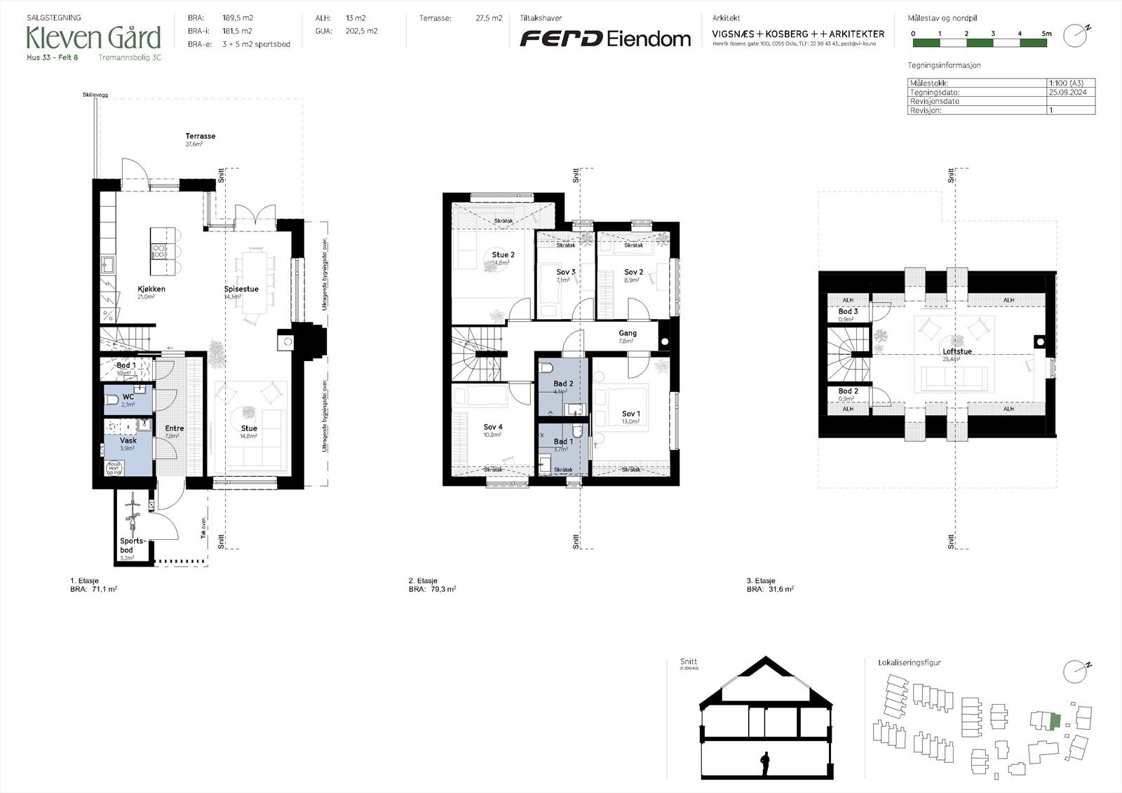 Salgstegning Hus 33 - Felt 8. Galleribilde