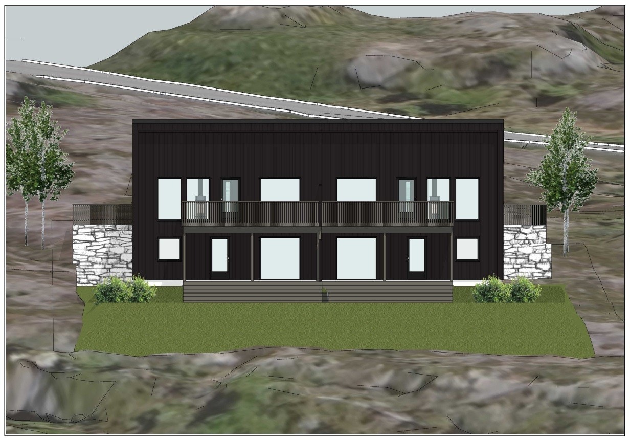 Illustrasjonsfoto av fasade nordvest - tomannsbolig med 2 enheter over 2 plan på hhv ca. 163 kvm pr enhet Galleribilde