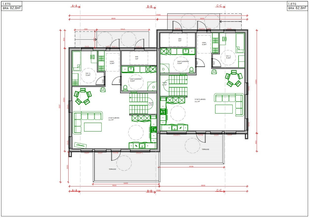Plantegning for tomannsbolig tomt 5 - 1. etasje Galleribilde