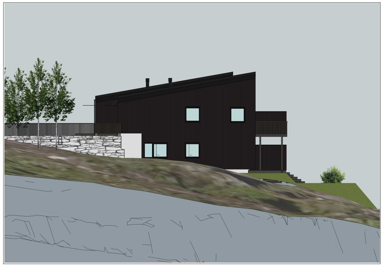 Illustrasjonsfoto fasade nordøst - Boligen ligger i lett skrående terreng Galleribilde